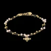 Damen Armband Kette AUSTRALE Gold Edelstahl Rosarote Perlen