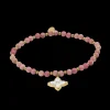 Damen Armband Perlen RUBYA Gold Edelstahl Rote Perlmutt