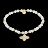 Damen Armband Perlen RUBYA Gold Edelstahl Weisse Perlmutt