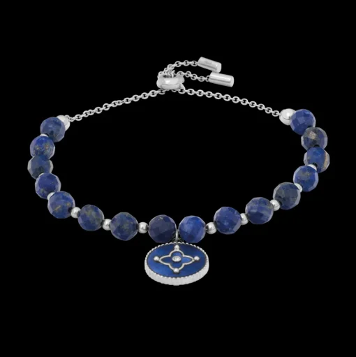 Damen Armband Perlen TALLIA Silber Edelstahl Blaues Perlmutt
