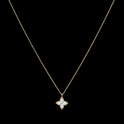 Damen Halskette RUBYA Gold Edelstahl Weisse Perlmutt