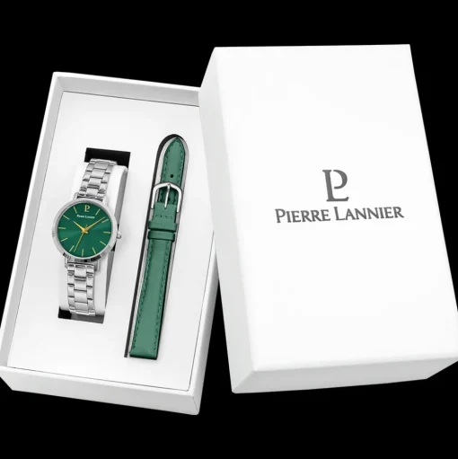 Damen Set CHOUQUETTE Grün Zifferblatt Grün Leder 12 MM Armband
