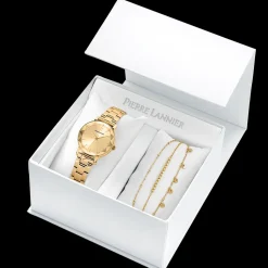 Damen Set MULTIPLES Gold Zifferblatt Gold Edelstahl Armban