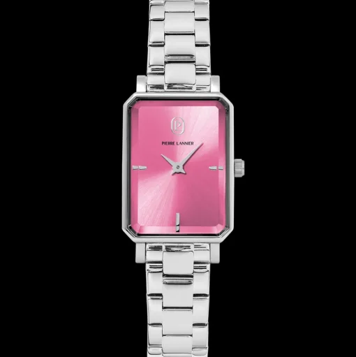 Damen Uhr ARIANE Rosa Zifferblatt Silber Edelstahl 12 MM Armband