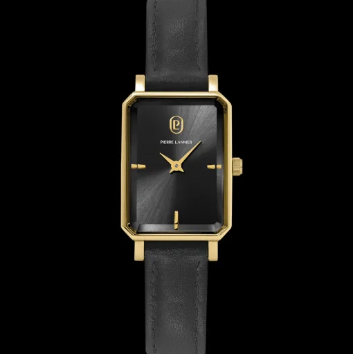 Damen Uhr ARIANE Schwarz Zifferblatt Schwarz Leder 12 MM Armband