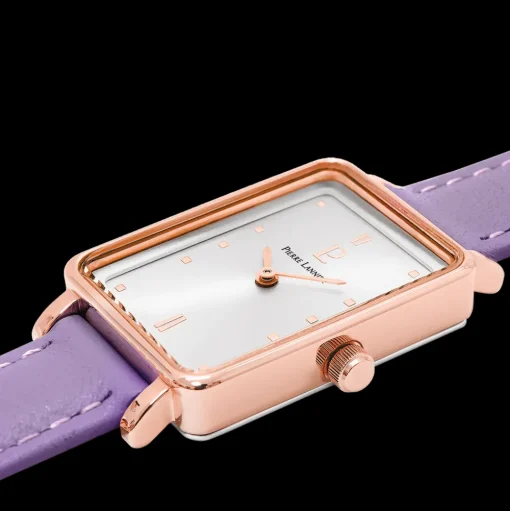 Damen Uhr ARIANE Silber Zifferblatt Violett Leder Armband