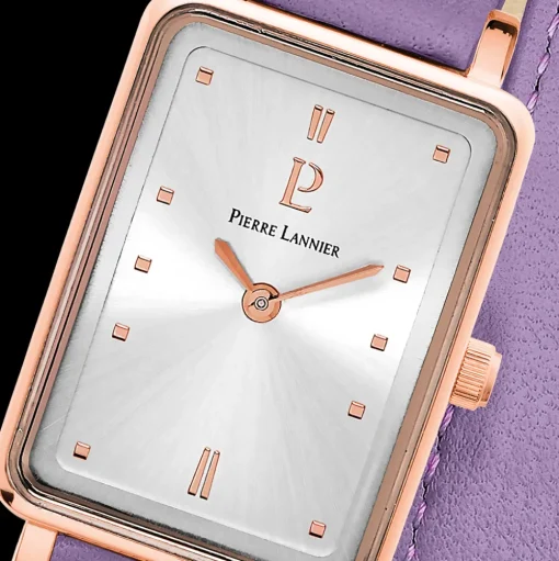Damen Uhr ARIANE Silber Zifferblatt Violett Leder Armband