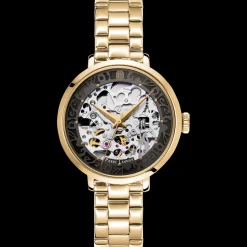 Damen Uhr AUTOMATIC Grau Zifferblatt Gold Edelstahl 14 MM Armband
