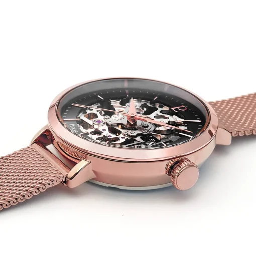 Damen Uhr AUTOMATIC Schwarz Zifferblatt Roségold Milanaise Armband