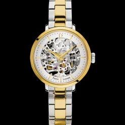 Damen Uhr AUTOMATIC Silber Zifferblatt Zweifarbig Edelstahl Armband