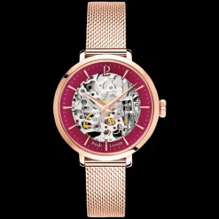 Damen Uhr AUTOMATICHimbeer Zifferblatt Roségold Milanaise Armband