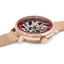Damen Uhr AUTOMATICHimbeer Zifferblatt Roségold Milanaise Armband