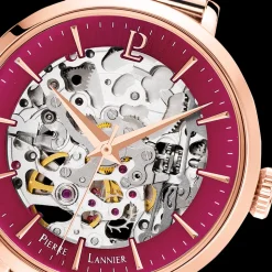 Damen Uhr AUTOMATICHimbeer Zifferblatt Roségold Milanaise Armband