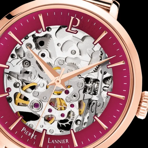 Damen Uhr AUTOMATICHimbeer Zifferblatt Roségold Milanaise Armband
