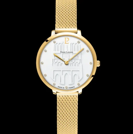 Damen Uhr COEUR BATTANT Weiß Zifferblatt Gold Milanaise 12 MM Armband