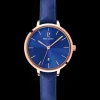 Damen Uhr ECHO Blau Zifferblatt Blau Leder Armband