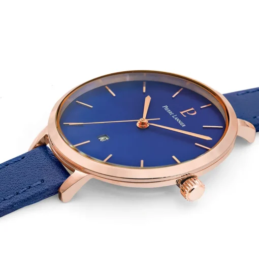 Damen Uhr ECHO Blau Zifferblatt Blau Leder Armband