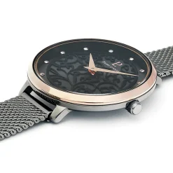 Damen Uhr EOLIA Grau Zifferblatt Grau Milanaise Armband