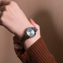 Damen Uhr GALIERA Blau Zifferblatt Silber Edelstahl Armband
