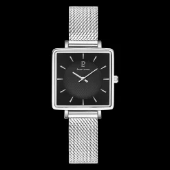 Damen Uhr LECARÉ Schwarz Zifferblatt Silber Milanaise Armband