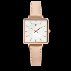 Damen Uhr LECARÉ Weiss Zifferblatt Rosarot Leder Armband