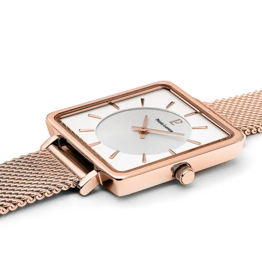 Damen Uhr LECARÉ Weiss Zifferblatt Roségold Milanaise Armband
