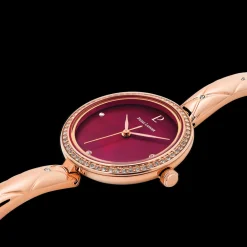 Damen Uhr LEIA Himbeer Zifferblatt Roségold Edelstahl Armband