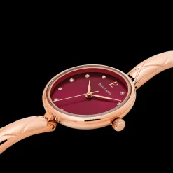 Damen Uhr LEIAHimbeer Zifferblatt Roségold Edelstahl Armband