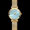 Damen Uhr LIGNE PURE Blau Zifferblatt Gold Milanaise Armband