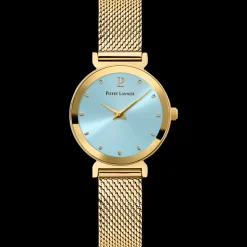Damen Uhr LIGNE PURE Blau Zifferblatt Gold Milanaise Armband