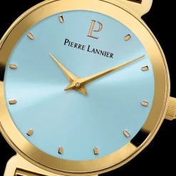 Damen Uhr LIGNE PURE Blau Zifferblatt Gold Milanaise Armband