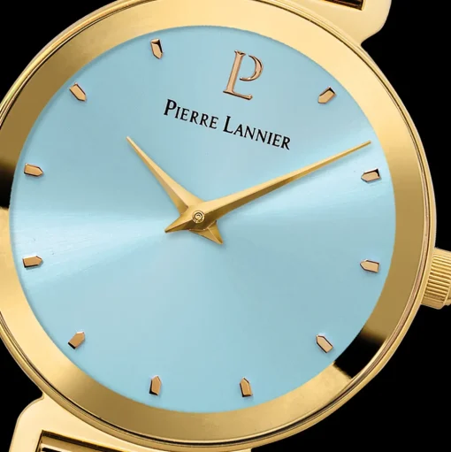 Damen Uhr LIGNE PURE Blau Zifferblatt Gold Milanaise Armband