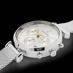 Damen Uhr LUTECIA Silber Zifferblatt Silber Milanaise Armband