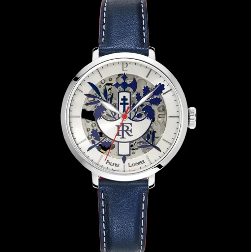 Damen Uhr ÉLYSÉE Silber Zifferblatt Blau Leder Armband