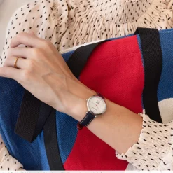 Damen Uhr ÉLYSÉE Silber Zifferblatt Blau Leder Armband