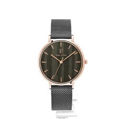 Damen Uhr NATURE Schwarz Zifferblatt Schwarz Milanaise Armband