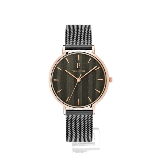 Damen Uhr NATURE Schwarz Zifferblatt Schwarz Milanaise Armband
