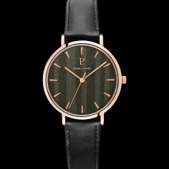 Damen Uhr NATURE Schwarz Zifferblatt Schwarz Leder Armband