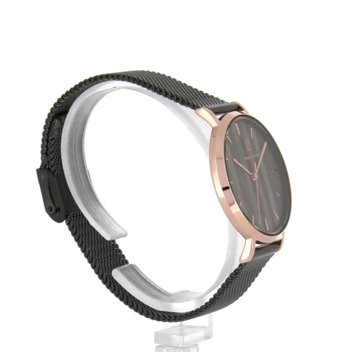 Damen Uhr NATURE Schwarz Zifferblatt Schwarz Milanaise Armband