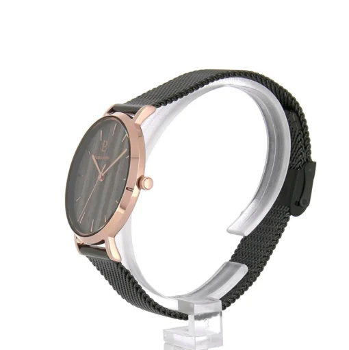 Damen Uhr NATURE Schwarz Zifferblatt Schwarz Milanaise Armband