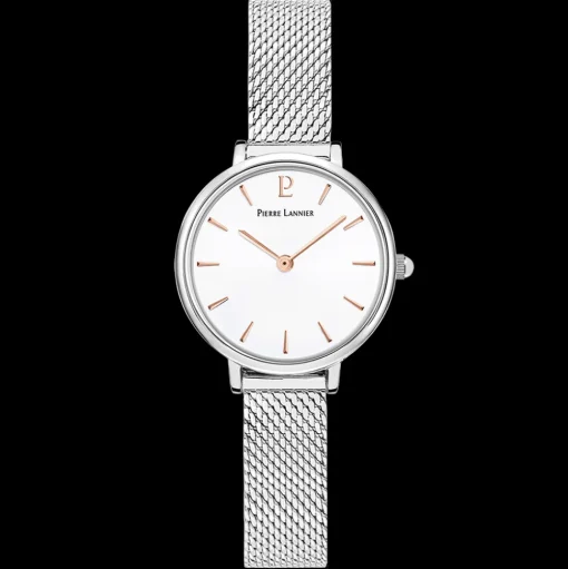 Damen Uhr NOVA Weiss Zifferblatt Silber Milanaise Armband