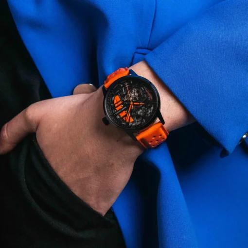 Damen Uhr PADDOCK  Zifferblatt Orange Leder 20 MM Armband