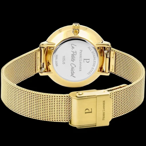 Damen Uhr PETITE CRISTAL Weiss Zifferblatt Gold Milanaise Armband