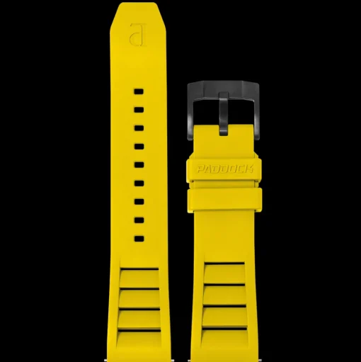 Herren Gelb Kautschuk FKM 22 MM Armband Schwarz Verschluss