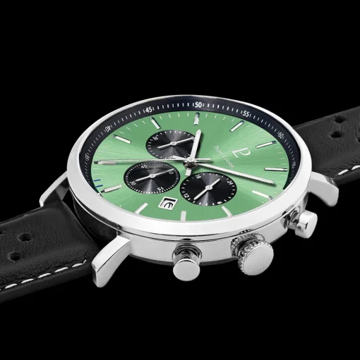 Herren Uhr BARON Grün Zifferblatt Grün Perforiertes Leder 20 MM Armband