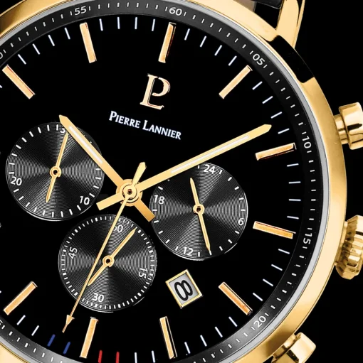 Herren Uhr BARON Schwarz Zifferblatt Schwarz Leder Armband