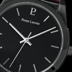 Herren Uhr CANDIDE Schwarz Zifferblatt Braun Leder Armband