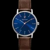 Herren Uhr CITYLINE Blau Zifferblatt Braun Leder Armband