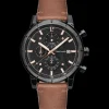 Herren Uhr CRITERIUM Schwarz Zifferblatt Braun Leder Armban