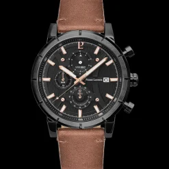 Herren Uhr CRITERIUM Schwarz Zifferblatt Braun Leder Armban